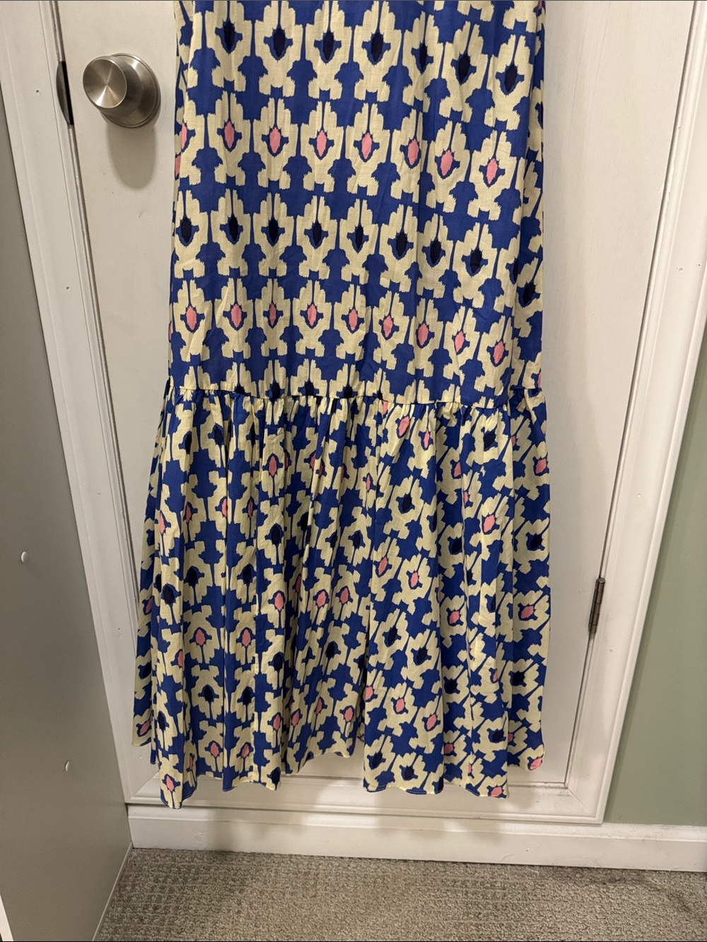 NWT ZARA Geometric Pattern Maxi Dress in Blue/Cream/Pink - Picture 11 of 11